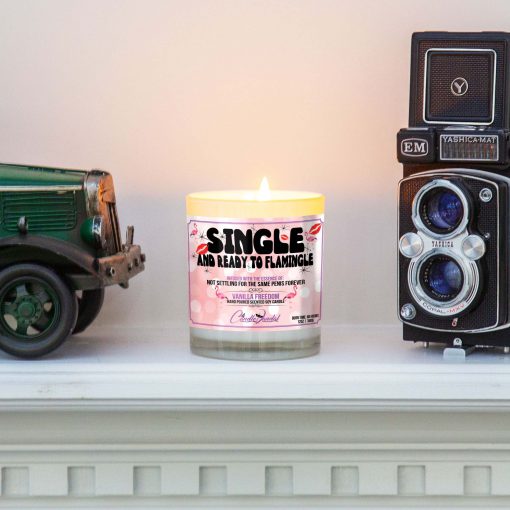 Single And Ready To Flamingle Mantle Candle