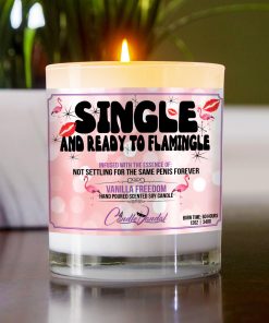 Single And Ready To Flamingle Table Candle