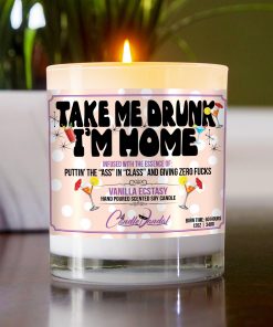 Take Me Drunk I’m Home Table Candle