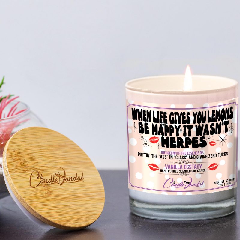 When Life Gives You Lemons Be Happy It Wasn't Herpes Funny Candle